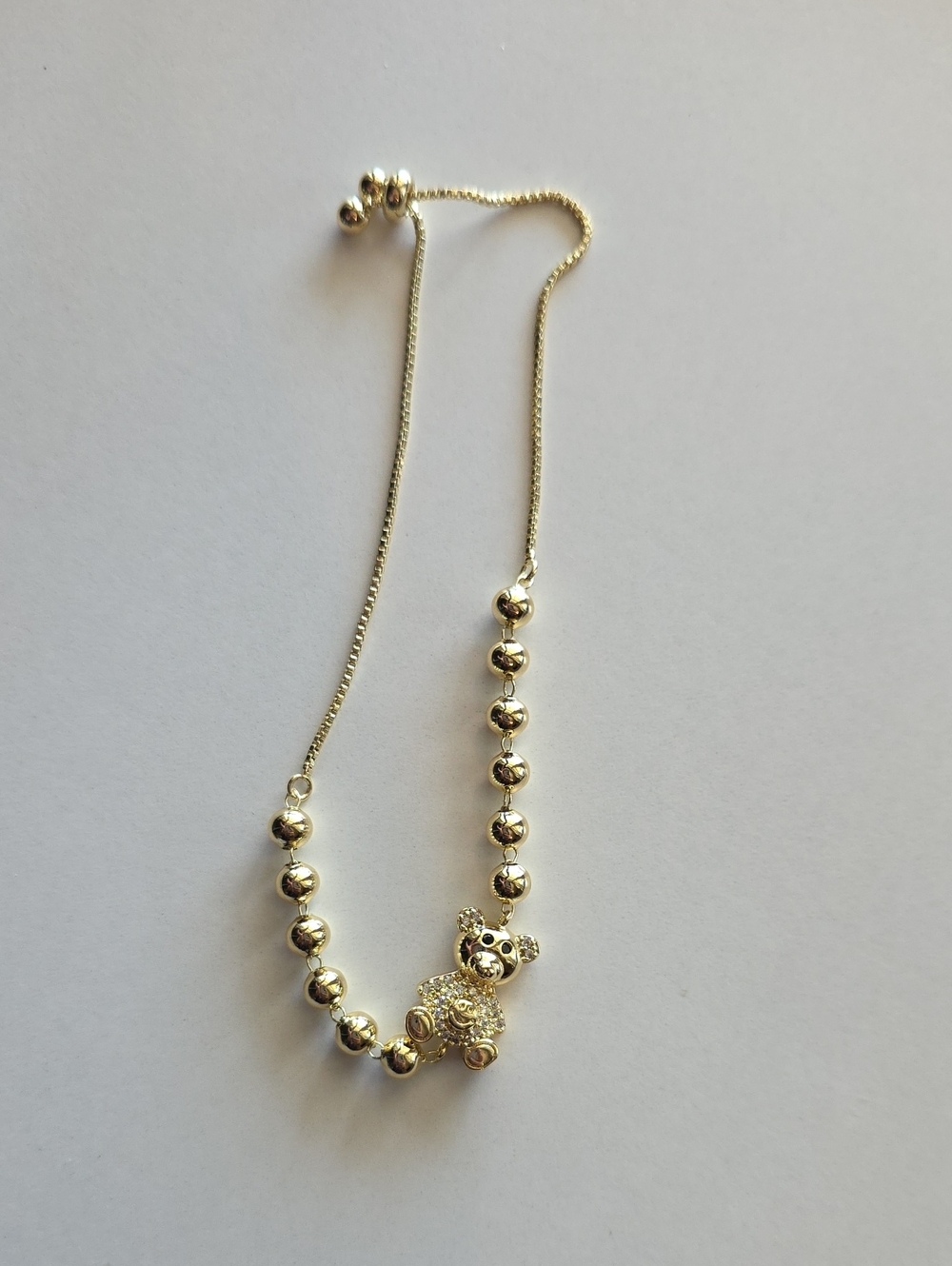 Gold Tone Beaded Teddy Pendant Bracelet - Women Jewelry
